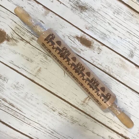 🎁 Reindeer Tree Engraved Rolling Pin - Picture 1 of 7